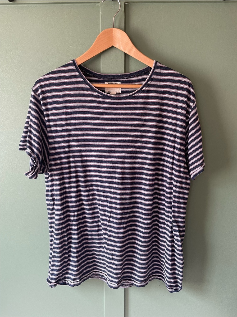 Todd Snyder Navy & White Striped Short Sleeve Crewneck Tee